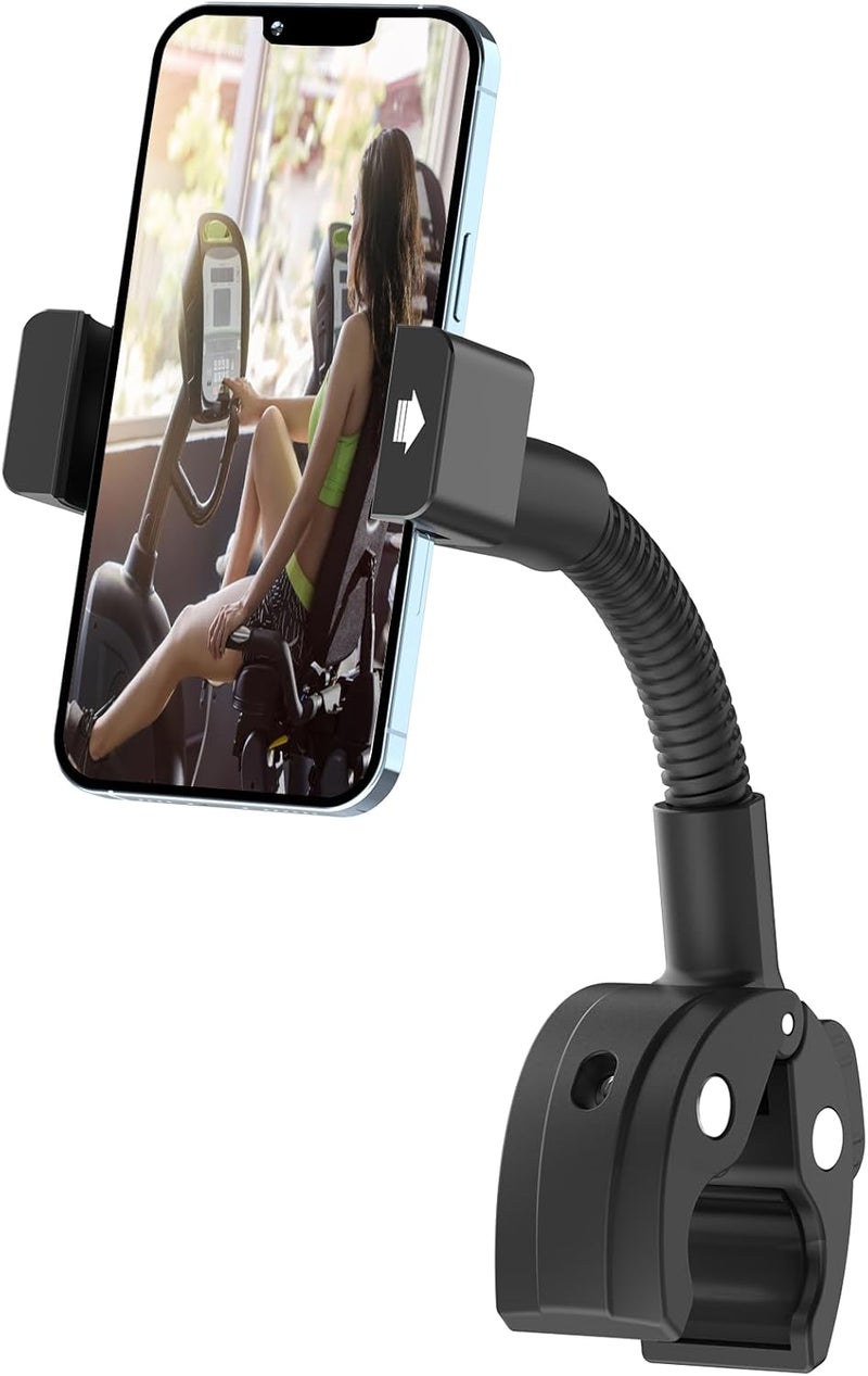 NATDETC Gooseneck Recumbent Exercise Bike Phone Mount, Handlebar Phone Holder Stand for Stroller, Wheelchair, Shopping Cart, Spin Bike, Cell Phone Pole Clamp for 4-7" Smartphone, Fits iPhone 16, Galaxy S24 - Image 1